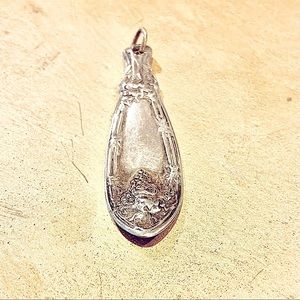 Pendant - Silver Spoon - Raised Cluster of Grapes - 2 1/8” - Wine Geek Gift